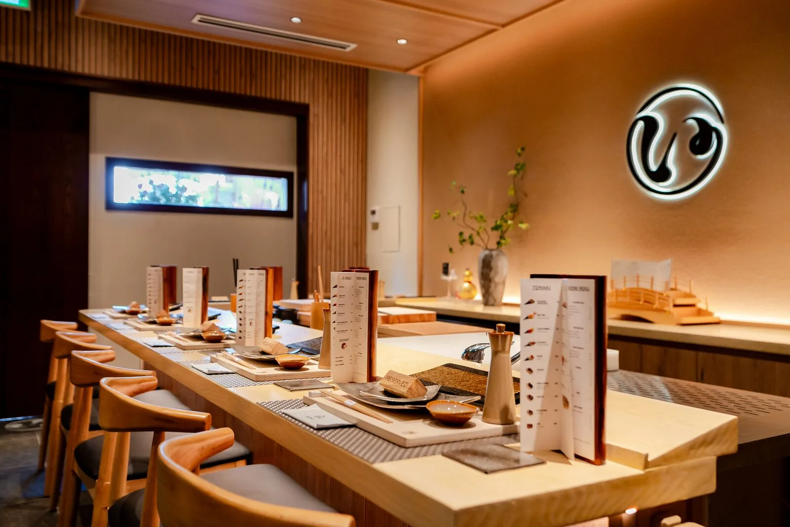 The bar counter area at Sushi Ineya