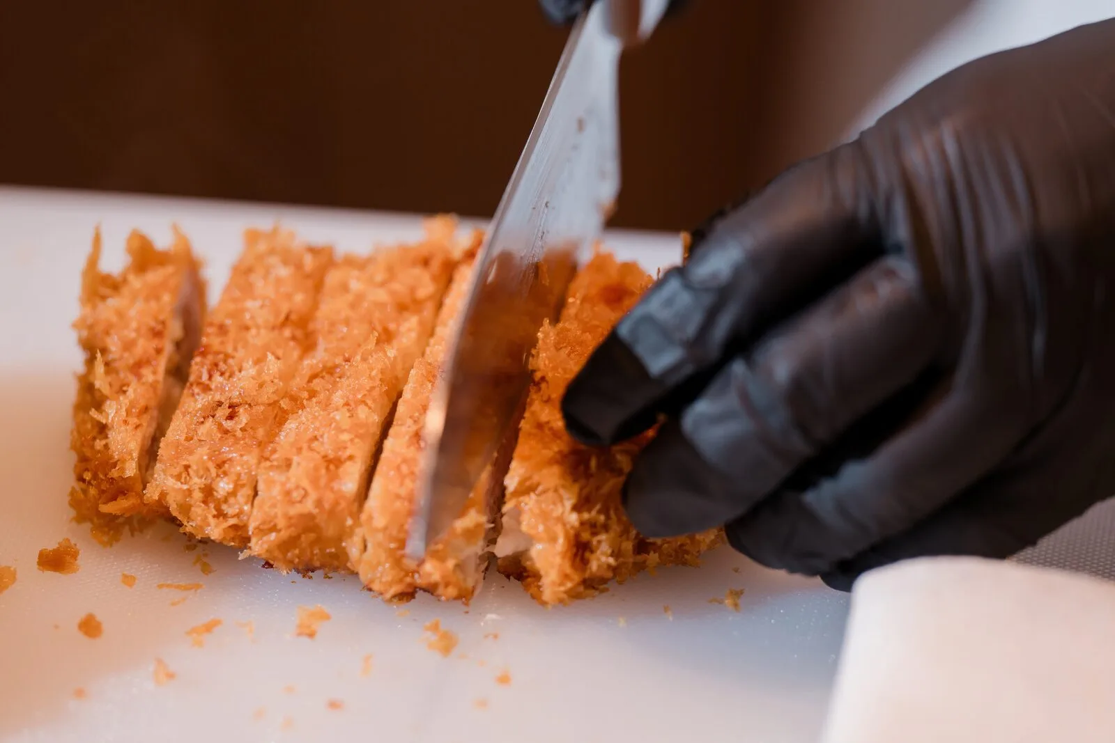 Close-up of the crisp golden panko crust